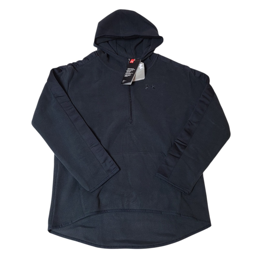 Girl's Youth Black Large Under Armour Fleece Lined Hoodie 1/4 zip Pocket NWT